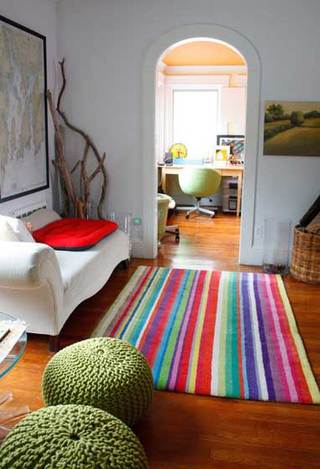 彩虹色卧室地毯设计图片