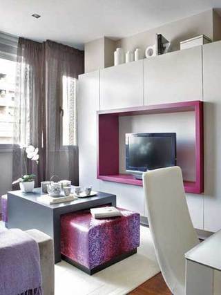 粉紫色电视背景墙设计效果图