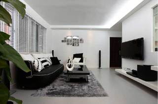 黑白时尚温馨客厅设计效果图