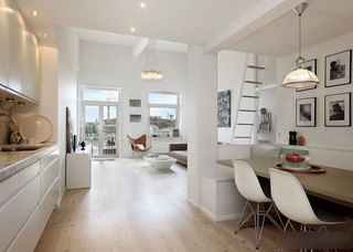 现代简约风格二居室简洁白色80平米装修图片