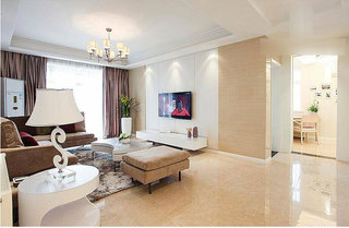 现代简约风格二居室白色130平米装修效果图