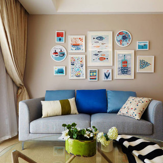 现代清新沙发背景墙设计效果图
