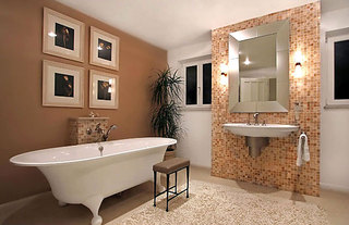 暖色调温馨卫浴间照片墙设计