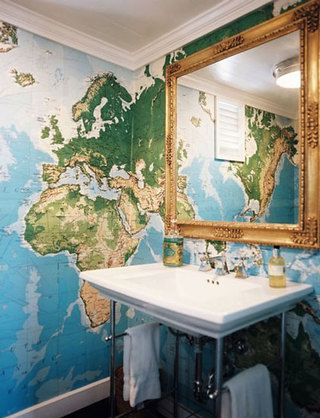 卫浴间创意地图壁纸