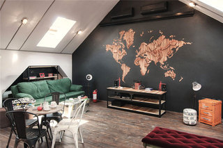 创意版画地图装饰客厅背景墙