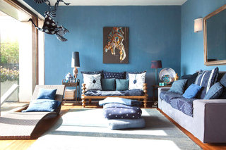 深蓝色大户型客厅沙发