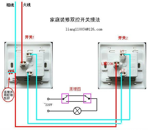 两个开关插座的接法图图片