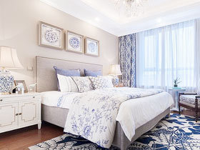 中欧混搭风卧室 青花瓷让你的家更有特色