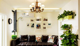 温馨乡村美式客厅 照片背景墙设计