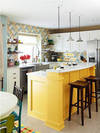 厨房彩色瓷砖图片