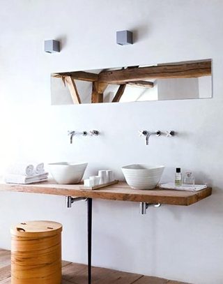 清新自然木质卫浴间洗手台