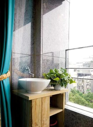 原木自然木质卫浴间洗手台