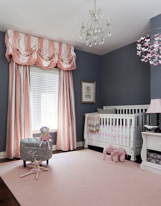 灰色粉色童趣婴儿房效果图