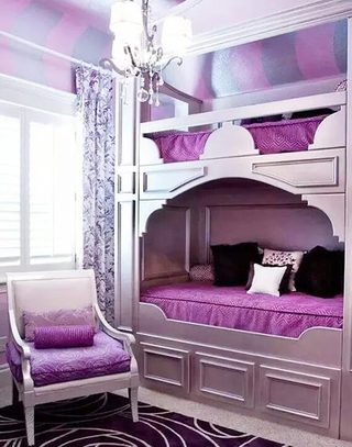 紫色优雅双人儿童房