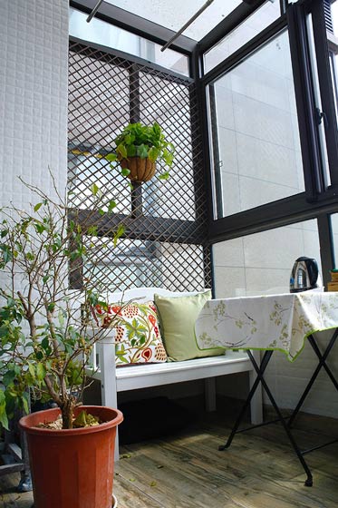 ,田园风格,小清新,90平米装修,阳台