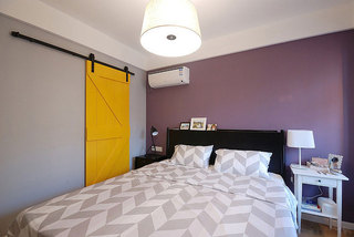 简欧波普风卧室 紫色背景墙设计