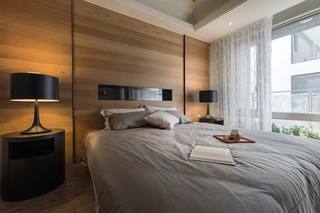 原木日式卧室床头背景墙设计