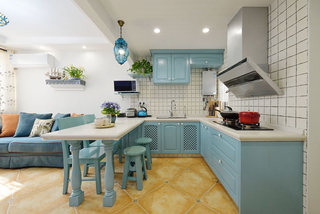 淡水蓝地中海风 开放式厨房橱柜设计