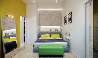 清新柠檬黄绿色卧室装修效果图