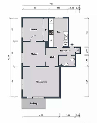 37.5平米单身公寓小户型平面图