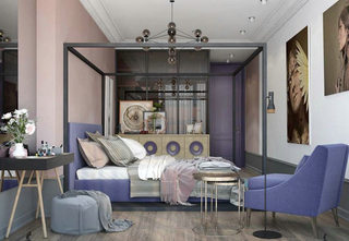 150平北欧紫色卧室装修设计