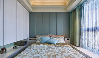 112平欧式风格绿色卧室背景墙装修图