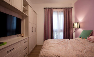 120平美式乡村风格紫色卧室设计效果图