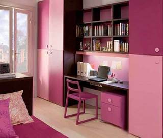 粉色系书房设计实景图