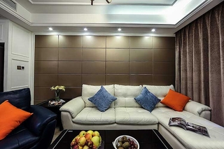 现代简欧风客厅 咖色系沙发背景墙设计