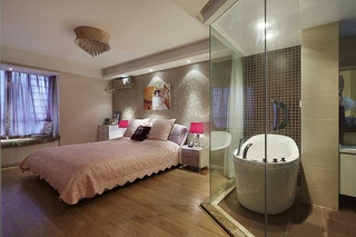 浪漫现代美式主卧带淋浴房设计