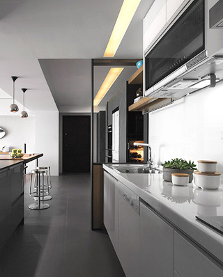 130平北欧风格两居室开放式厨房
