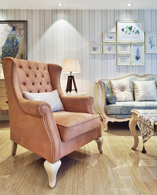 舒适复古美式客厅单人沙发图片