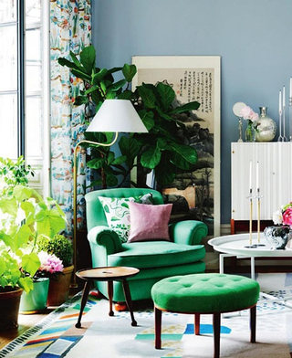 绿色植物摆放小客厅设计图