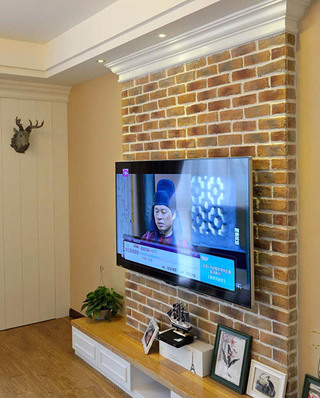 复古美式 文化砖电视背景墙效果图