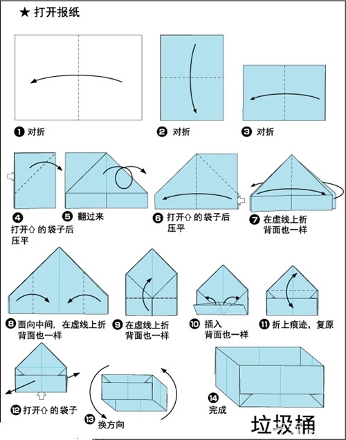 垃圾桶怎么折步骤图图片