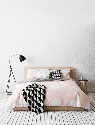 北欧风格几何卧室床品设计图