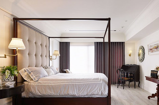 休闲古典美式 别墅卧室架子床设计