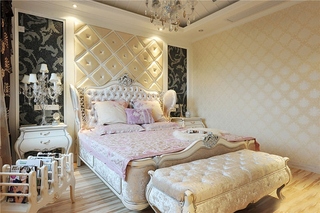 奢华欧式别墅卧室 软包背景墙设计