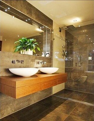 原木色浴室布置欣赏图