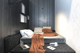 黑色后现代公寓小卧室设计图