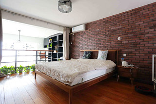 自然混搭风loft卧室 文化砖背景墙设计