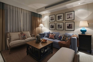 美式风格三居室装修客厅沙发图片