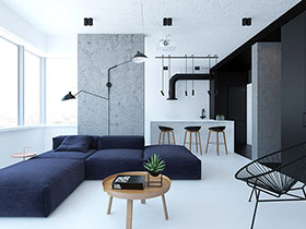 62平简约单身公寓装修 质感的极简空间