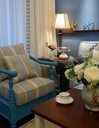 地中海风格三居装修客厅沙发设计