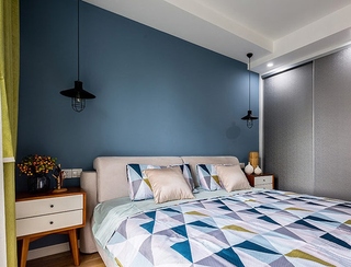 北欧风格三居室卧室几何床品图片