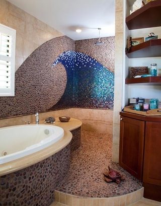 浴室背景墙设计实景图