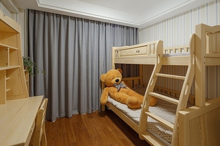 舒适宜家美式儿童房 原木上下床设计