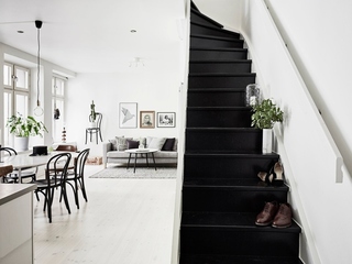 北欧风公寓 黑白调复式楼梯设计
