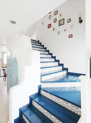 地中海风情复式 蓝白配楼梯效果图