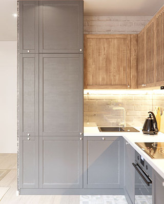 北欧小厨房 时尚灰色系橱柜设计